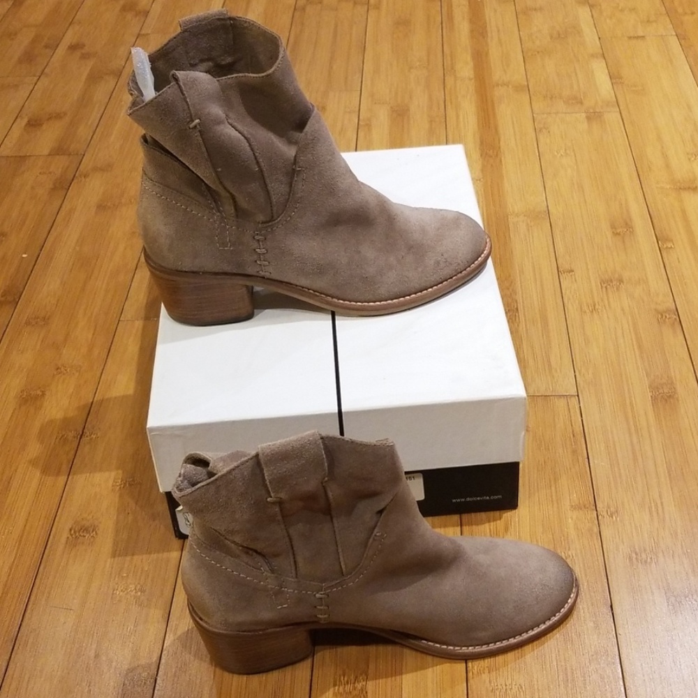 Taupe suede ankle boots
